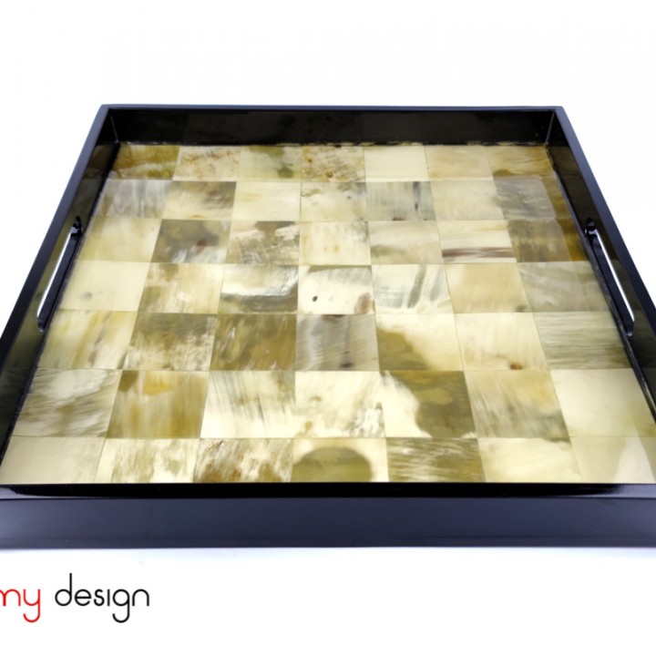 Square lacquer tray attached with horn  35*35*H4 cm